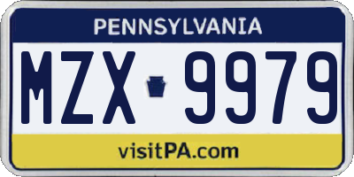 PA license plate MZX9979