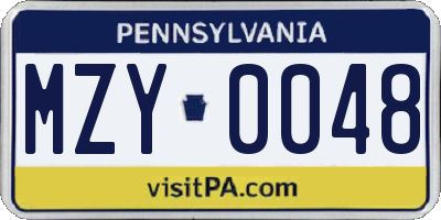 PA license plate MZY0048