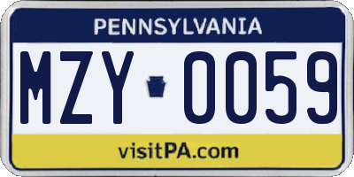 PA license plate MZY0059