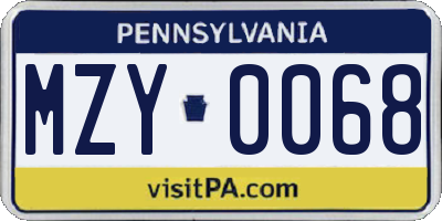 PA license plate MZY0068