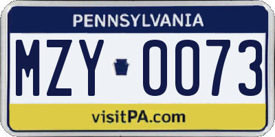 PA license plate MZY0073