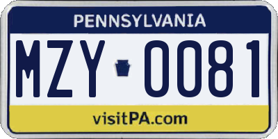 PA license plate MZY0081