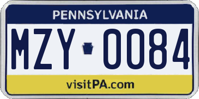 PA license plate MZY0084
