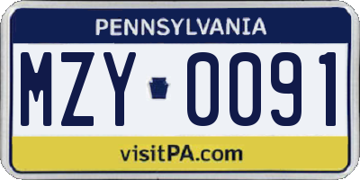 PA license plate MZY0091