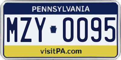 PA license plate MZY0095