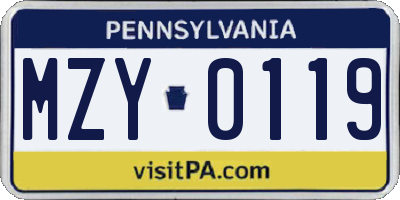 PA license plate MZY0119