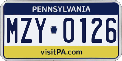 PA license plate MZY0126