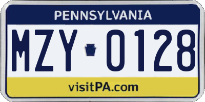 PA license plate MZY0128