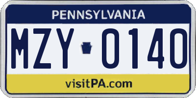 PA license plate MZY0140