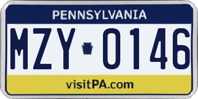 PA license plate MZY0146