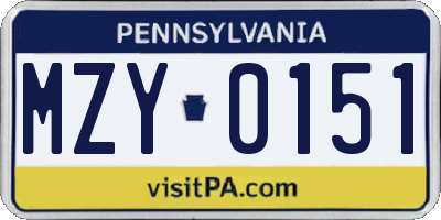 PA license plate MZY0151