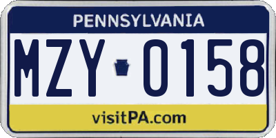 PA license plate MZY0158