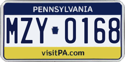 PA license plate MZY0168