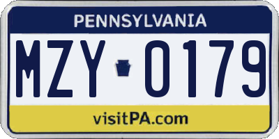 PA license plate MZY0179