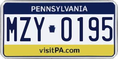 PA license plate MZY0195
