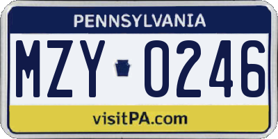 PA license plate MZY0246