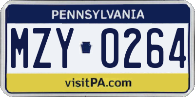 PA license plate MZY0264
