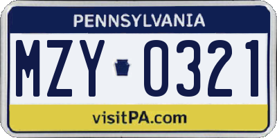 PA license plate MZY0321