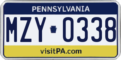 PA license plate MZY0338