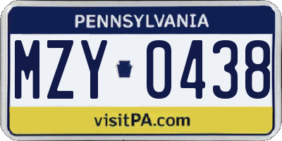 PA license plate MZY0438