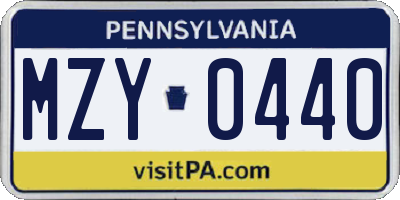 PA license plate MZY0440