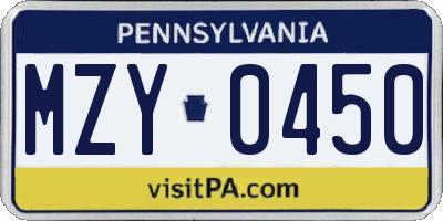 PA license plate MZY0450