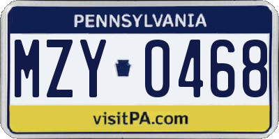 PA license plate MZY0468