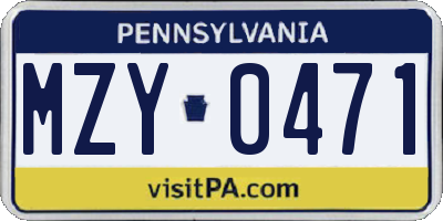 PA license plate MZY0471