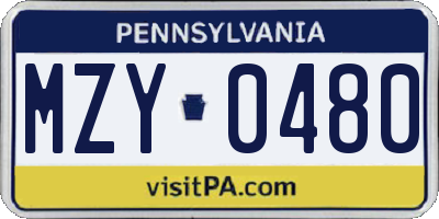 PA license plate MZY0480
