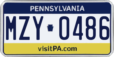 PA license plate MZY0486