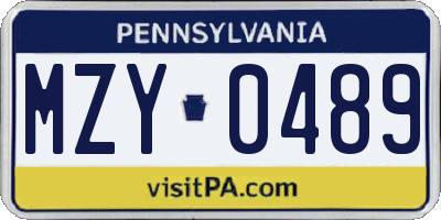 PA license plate MZY0489