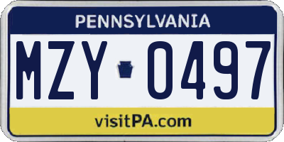 PA license plate MZY0497
