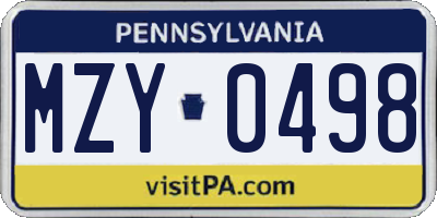 PA license plate MZY0498