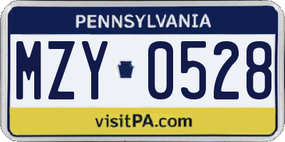 PA license plate MZY0528