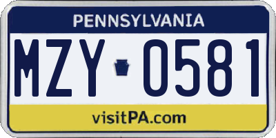 PA license plate MZY0581