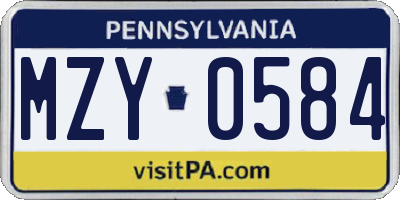 PA license plate MZY0584