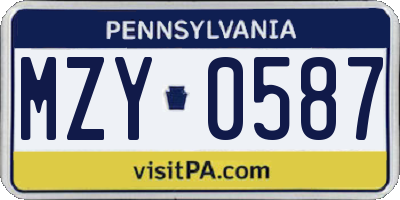 PA license plate MZY0587