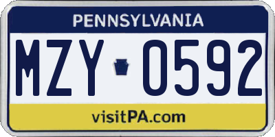PA license plate MZY0592