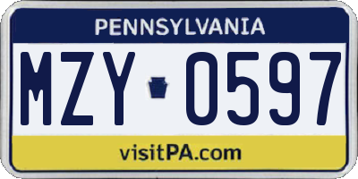 PA license plate MZY0597