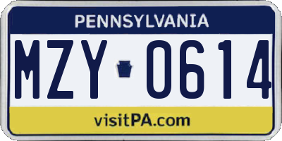 PA license plate MZY0614