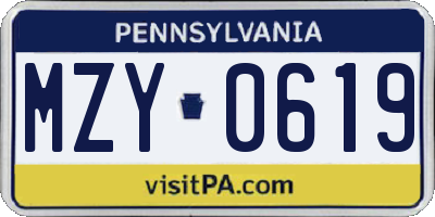 PA license plate MZY0619
