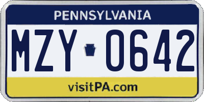 PA license plate MZY0642