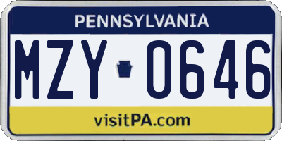 PA license plate MZY0646