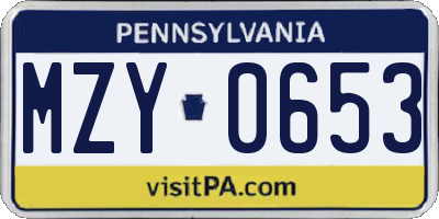 PA license plate MZY0653