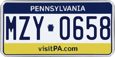 PA license plate MZY0658