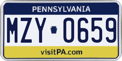PA license plate MZY0659