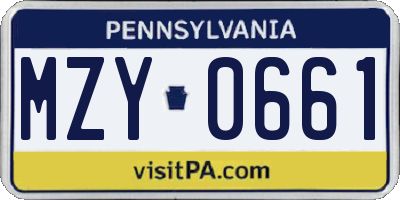 PA license plate MZY0661