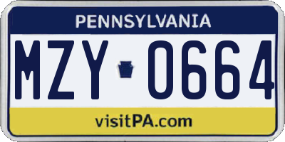 PA license plate MZY0664