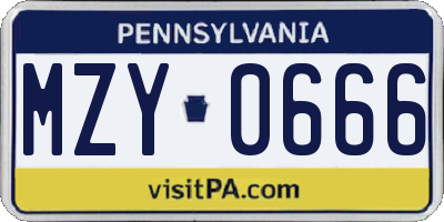 PA license plate MZY0666
