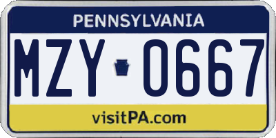 PA license plate MZY0667